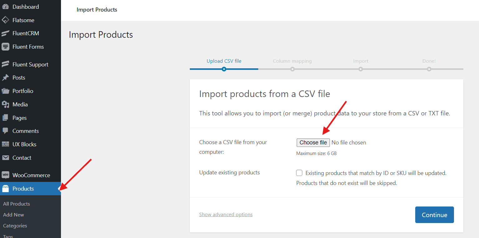 CSV Upload Screenshot