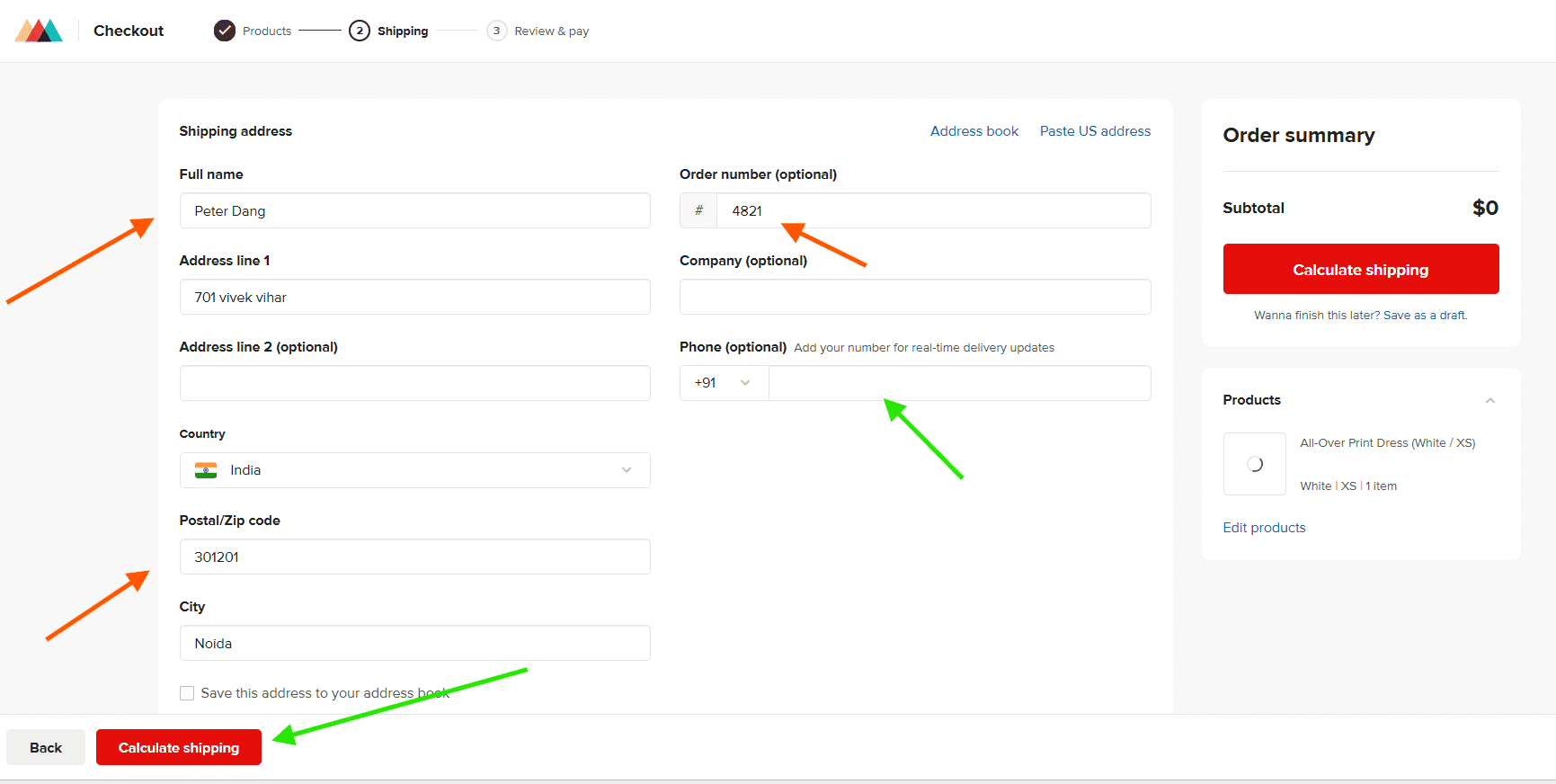 Printful Checkout Screenshot